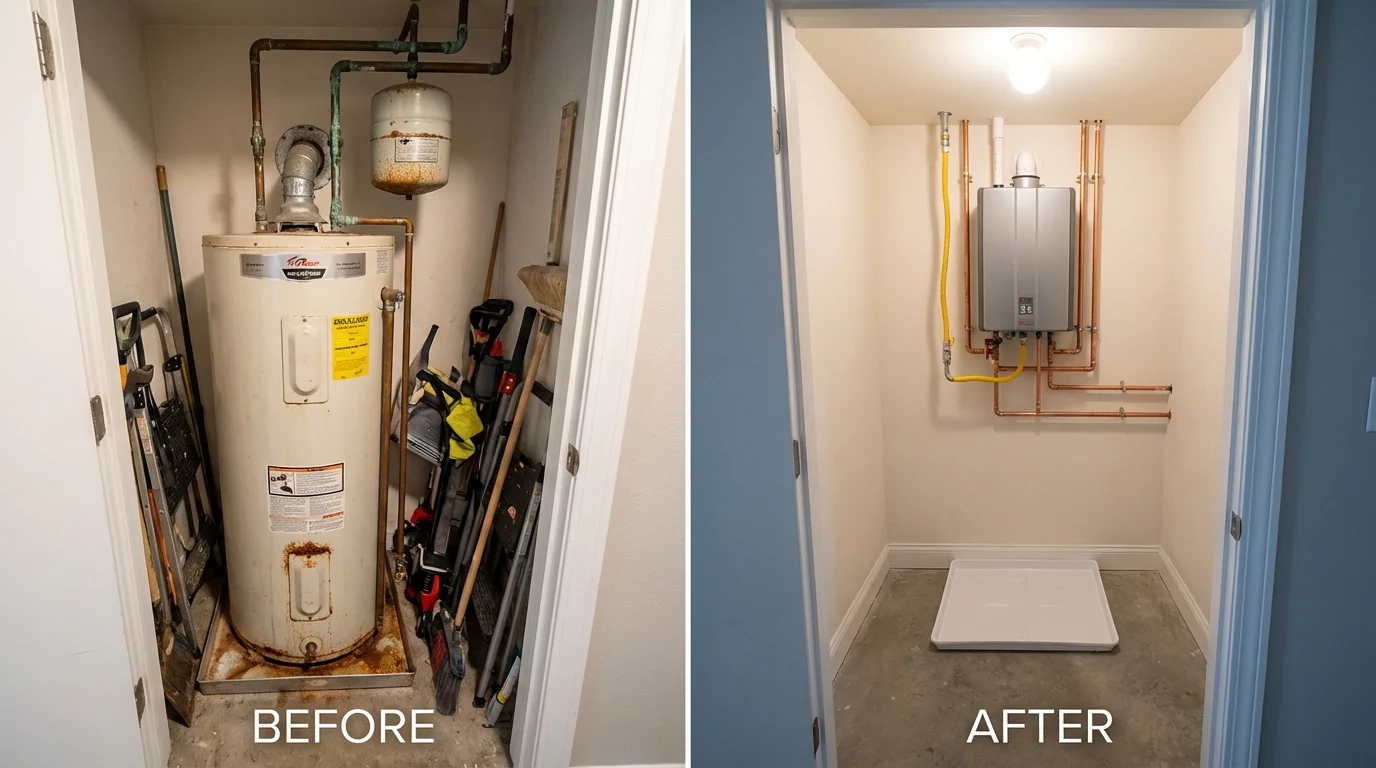Tank water heater versus wall-mounted tankless unit comparison for Ocean Springs, MS homeowners